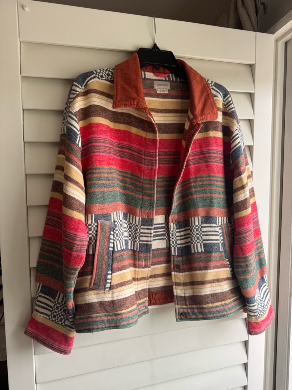 Brixton Southwestern Stripe Jacket Size M Wool Blend Shacket Aztec